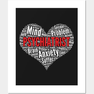 Psychiatrist Heart Shape Word Cloud Design graphic Posters and Art